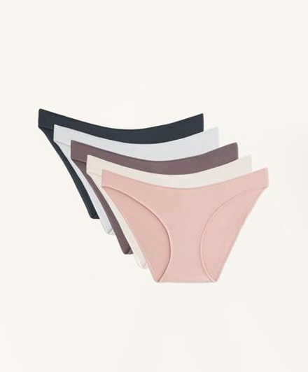 OYSHO Набор из пяти классические трусиков с U-образным кроем из хлопка, коралловый