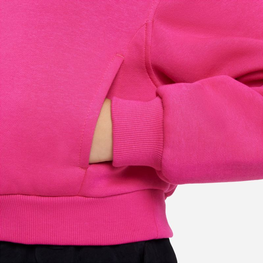 Детская теннисная куртка Nike Sportswear Club Fleece Crop Hoodie - fireberry/white - Pink