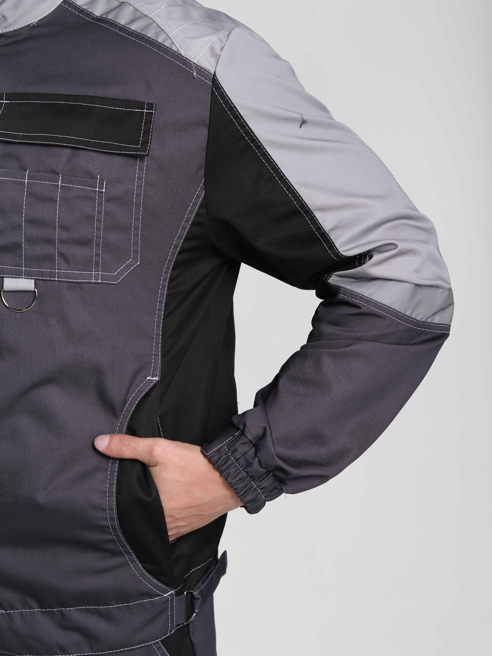 Костюм Вектрон-1 (тк.Смесовая,240) брюки, т.серый/св.серый/черный