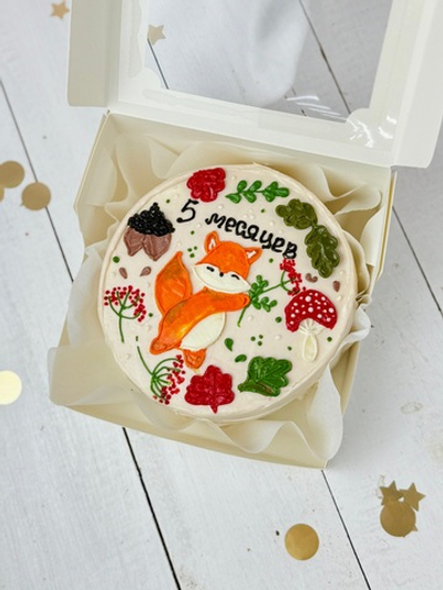 Бенто торт на 5 месяцев малышу с лисенкам в осенних листьях