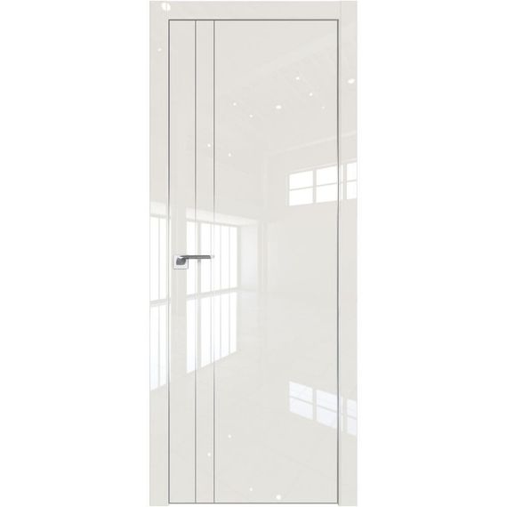 Межкомнатная дверь глянцевая Profil Doors 12LE магнолия люкс с алюминиевым молдингом