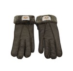 Женские Меховые Перчатки Ugg Шоколадные Кожаные (06)