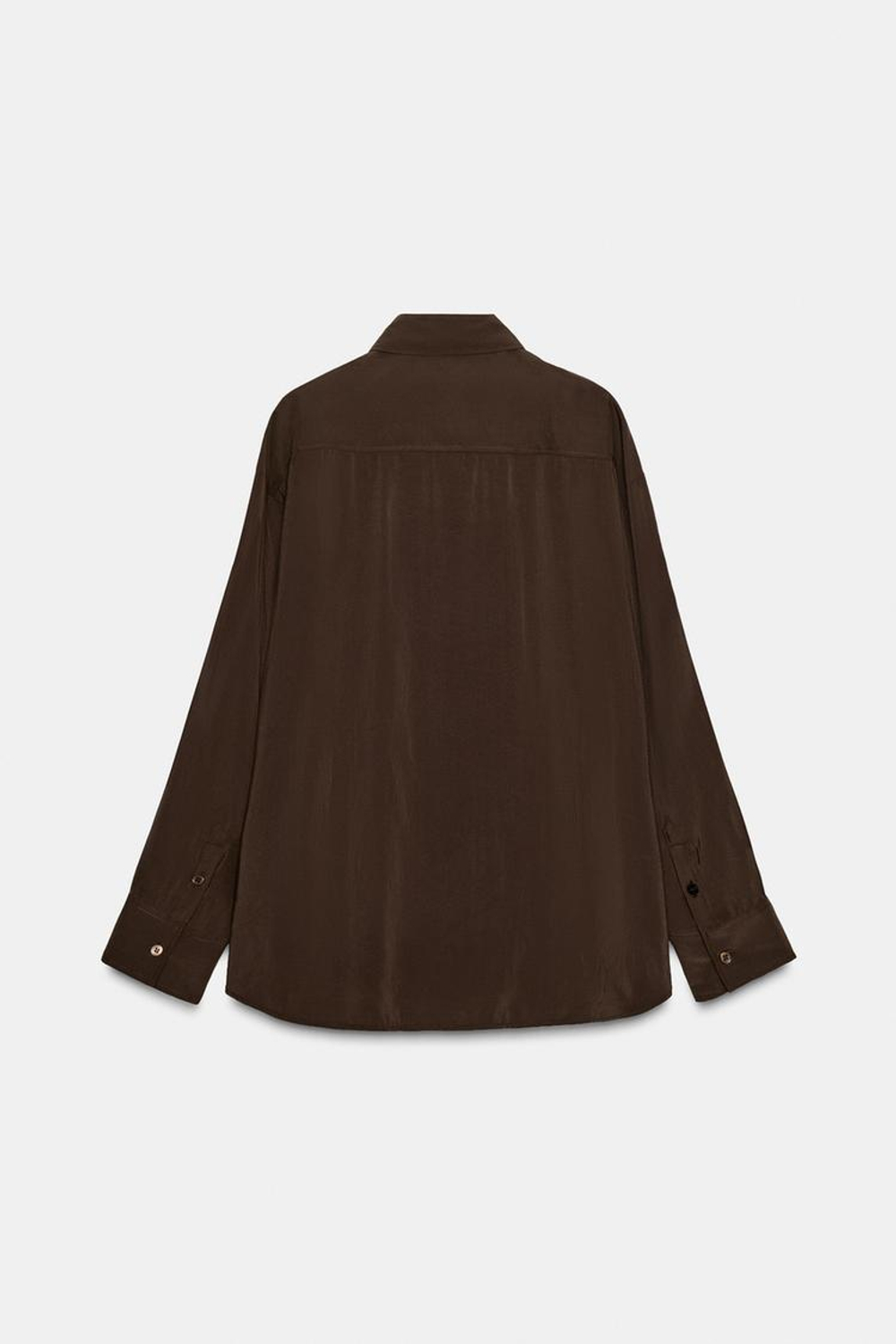 ZARA РУБАШКА OVERSIZE СТРУЯЩЕГОСЯ ПОКРОЯ, ШОКОЛАДНО-КОРИЧНЕВЫЙ