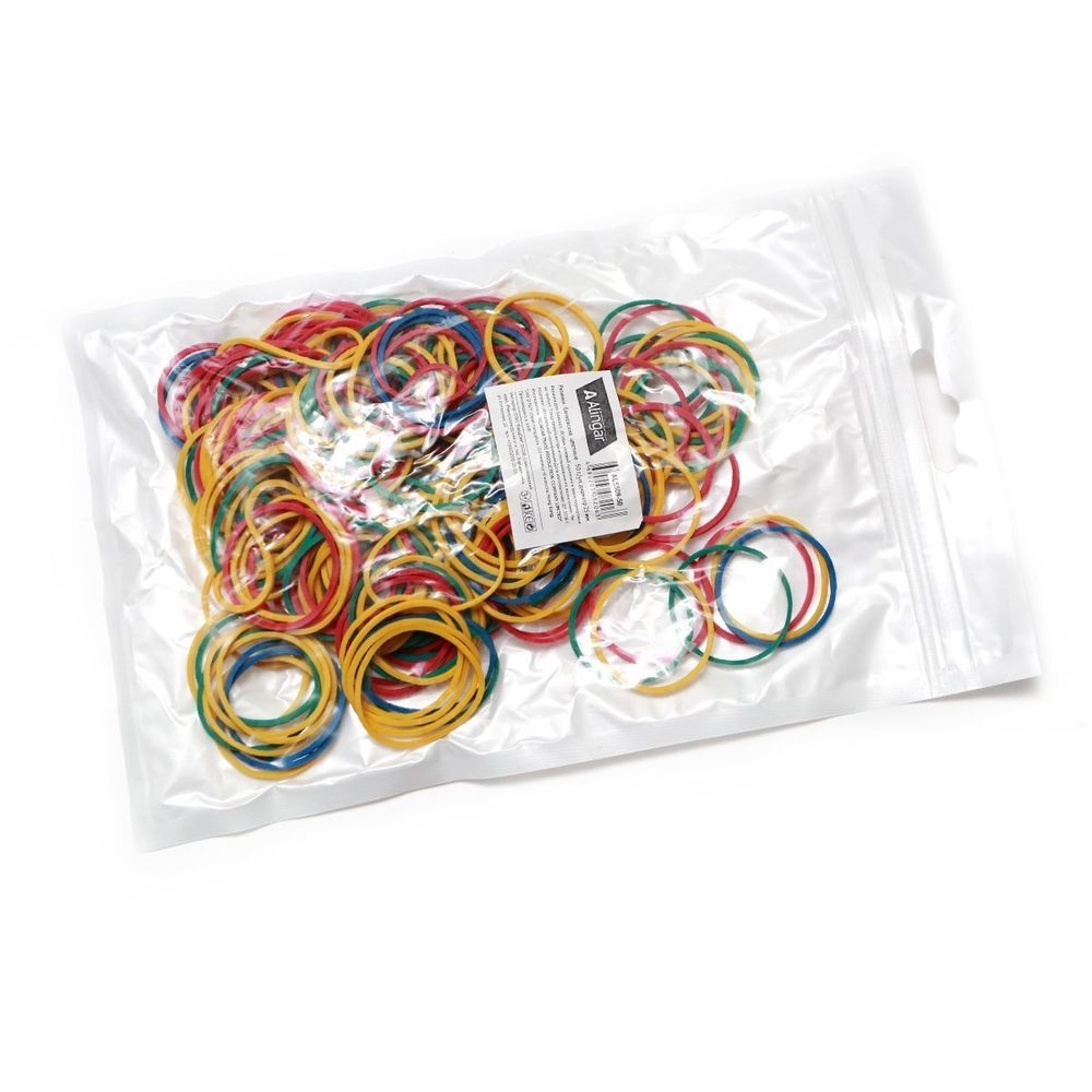 Резинки для денег банковские 25 мм, Alingar, 50 гр, цветные, зип - пакет, европодвес