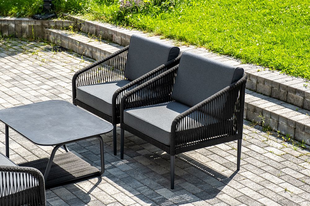 "Канны" лаунж-зона 5-местная плетеная из роупа (веревки), цвет темно-серый