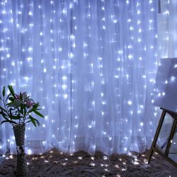 Светодиодная новогодняя гирлянда ЭРА ЕNIGW - 320W Занавес 8 режимов 3*2 м холодный белый 320 LED IP20