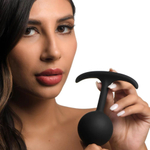 Черная анальная пробка с утяжелением Comfort Plugs Premium Silicone 4.7’’ Weighted Round Plug - 12 см. (Цвет: черный)