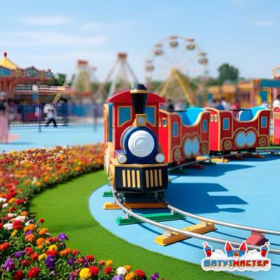 Аттракцион рельсовый для малышей «Радуга Счастья», 3 вагона, 12 мест