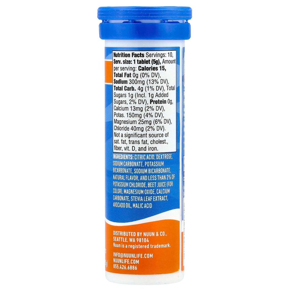 Nuun, Hydration, Sport, добавка с шипучими электролитами, апельсин, 10 таблеток