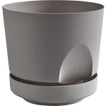 Кашпо для цветов пластиковое 0,8л d-12см «Тренд»с поддоном Серый жемчуг