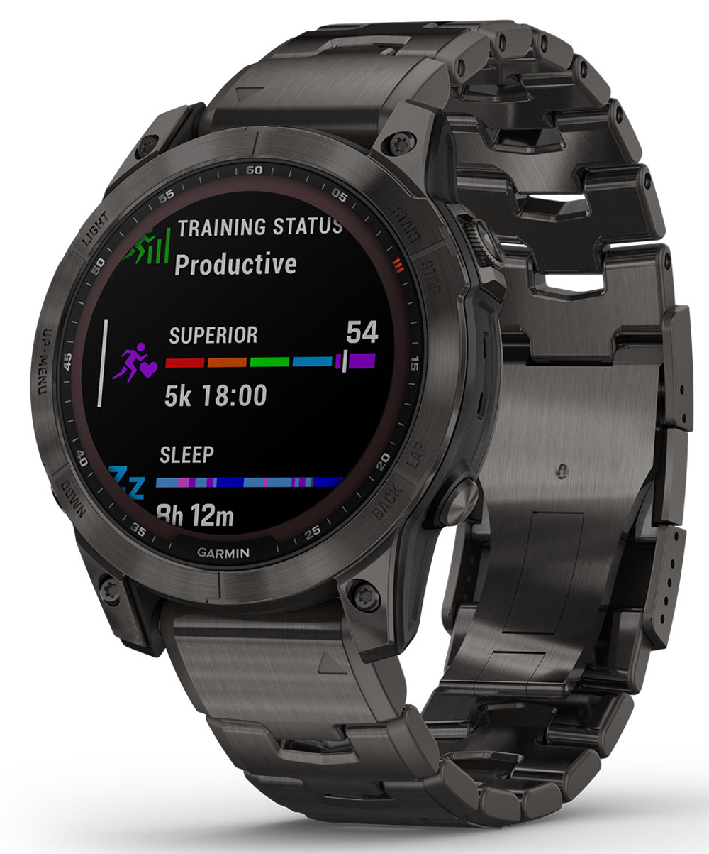 Умные часы Garmin FENIX 7 Sapphire Solar титановый угольно-серый DLC с угольно-серым титановым DLC браслетом