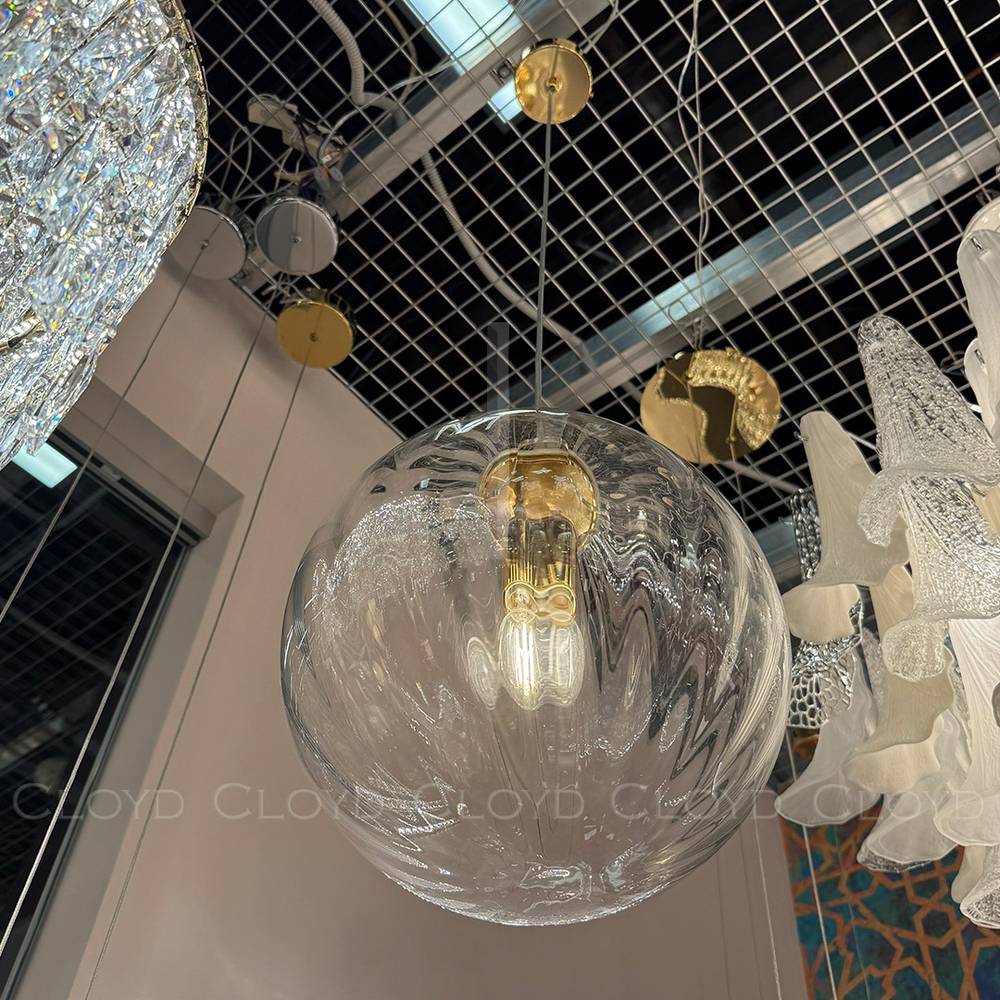 Подвесной светильник Cloyd BRINN-B P1 / Ø30 см - золото - прозрачн. стекло (арт.11597)