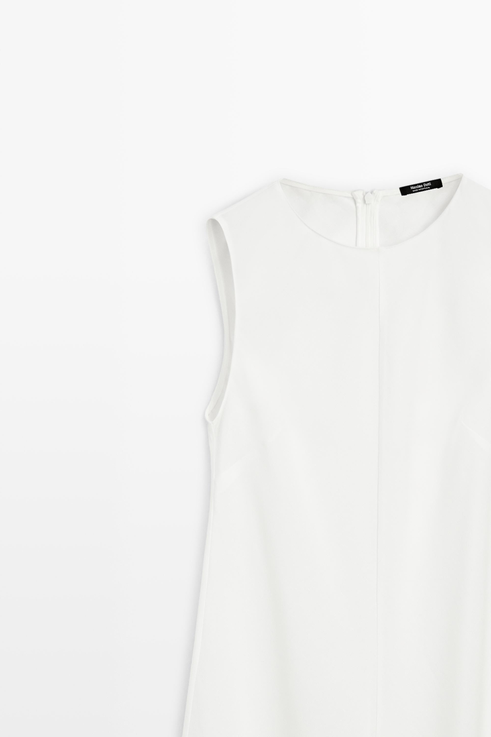 Massimo Dutti Струящееся платье миди из льна, белый