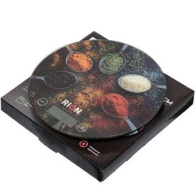 Весы кухонные электронные, стекло, Rion, Специи, платформа, точность 1 г, до 5 кг, LCD-дисплей, PT-812