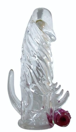 Закрытая прозрачная вибронасадка на пенис Crystal Sleeve Vibe - 12 см. (Цвет: прозрачный)