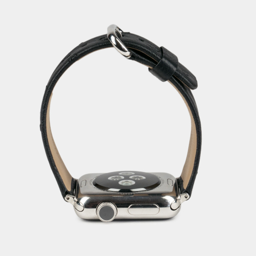 Ремешок для Apple Watch 44/45/46 mm из кожи страуса, черного цвета