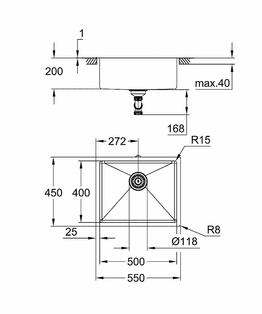 Кухонная мойка Grohe K700U 31574SD1 нержавеющая сталь