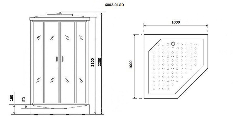 Душевая кабина Niagara Premium 100x100 NG-6002-01GD с гидромассажем