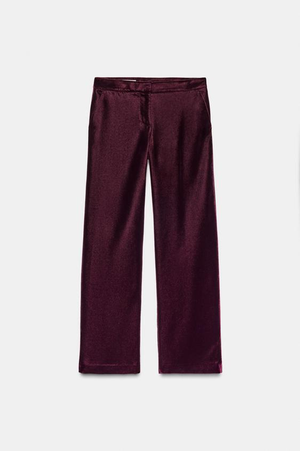 ZARA ШИРОКИЕ БРЮКИ ИЗ ВЕЛЬВЕТА, БУРГУНДИ