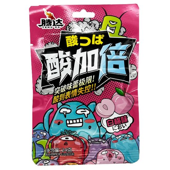 Конфеты кислые Teng Da со вкусом персика, 24 г (Китай)