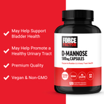 Force Factor, D-манноза, 500 мг, 120 растительных капсул