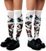 Белые гольфы с принтом в виде цветных всполохов (Цвет: белый)