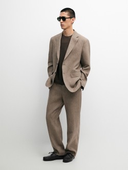 Massimo Dutti Костюмные брюки из 100% льна, охра