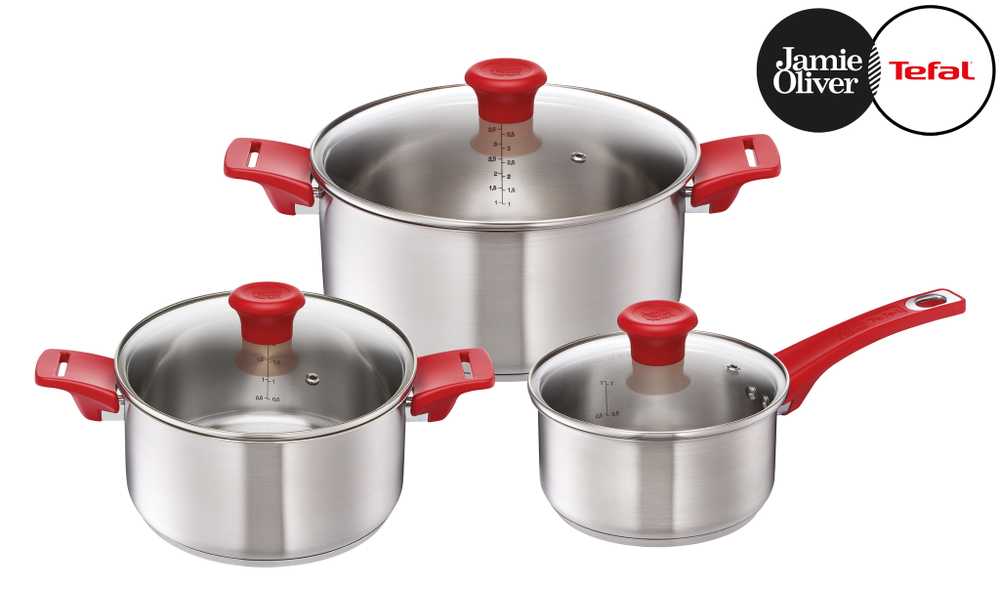 Набор посуды Tefal Jamie Oliver 6 предметов 1,5/3/4,7л 16/20/24см H802S674