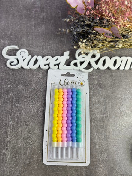 Свечи тортовые классич Пузыри (пастель разноцв) с держат 6шт 10см