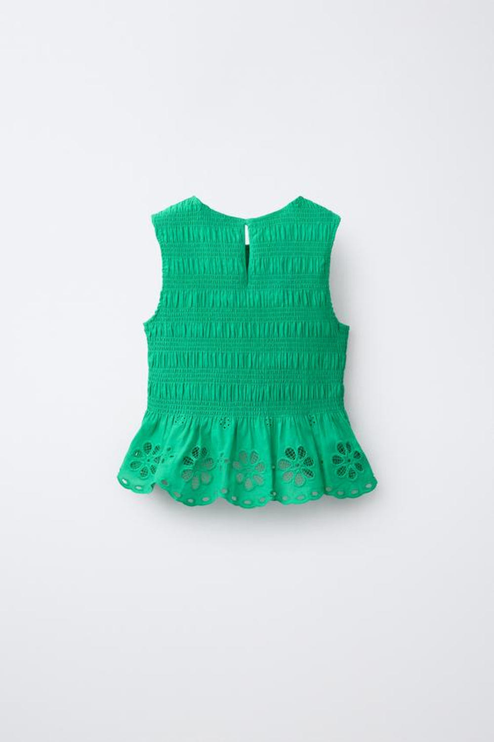 ZARA ТОП С ВЫШИВКОЙ SCHIFFLY, ЗЕЛЕНЫЙ