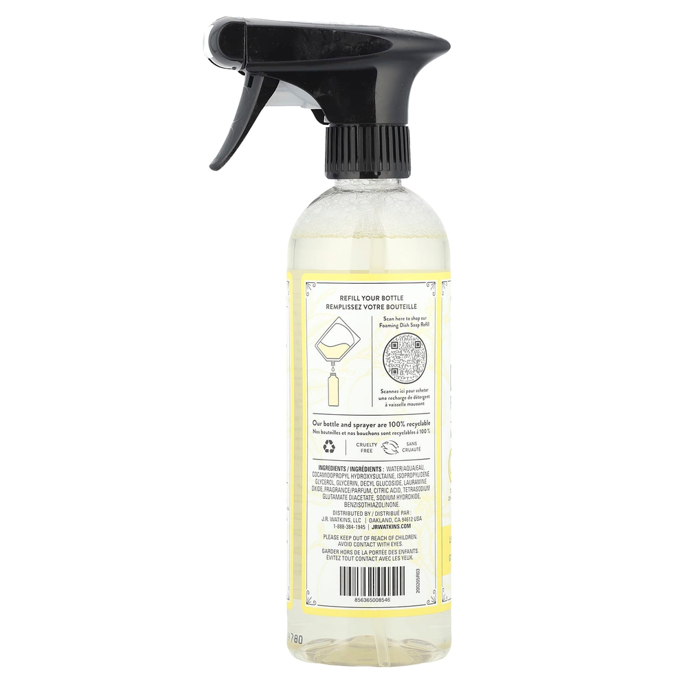 J R Watkins, Мыло для посуды, пенка и спрей, лимон, 473 мл (16 жидк. Унций)