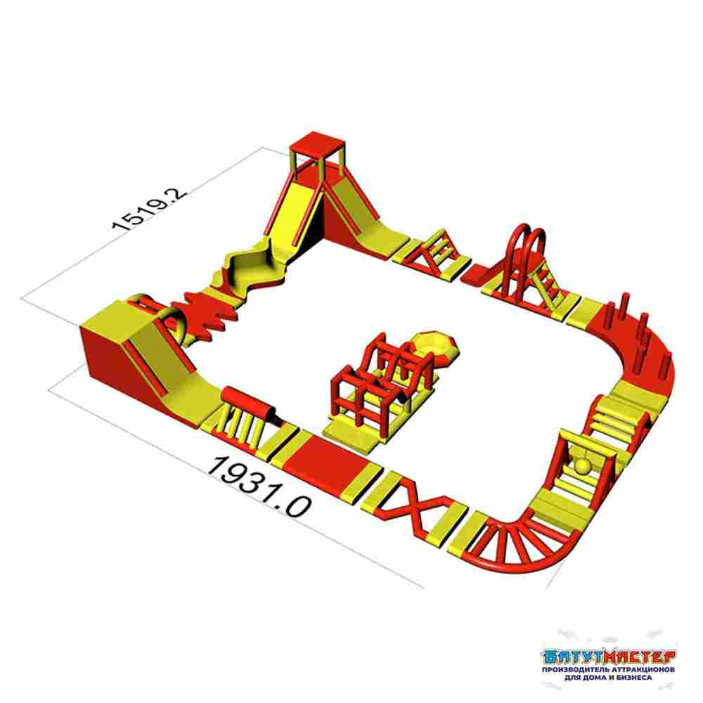 Надувной аквапарк на воде «Вулкан парк» 19х15х5 м