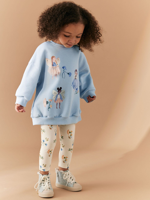 Толстовка и легинсы в комплекте для девочки Next 981-344, Голубой, Кремовый