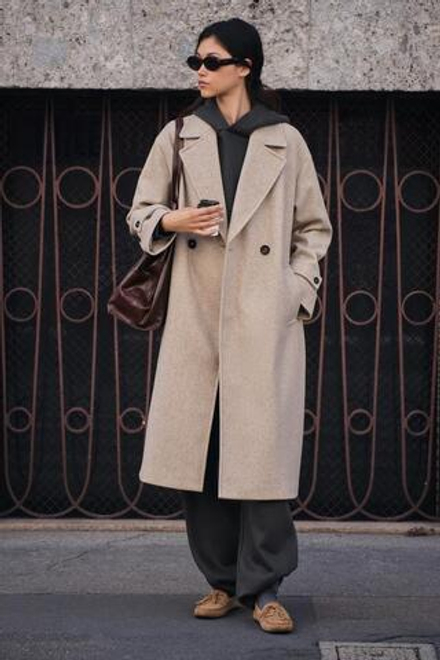 ZARA МЯГКОЕ ПАЛЬТО ОВЕРСАЙЗ, БЕЖЕВЫЙ