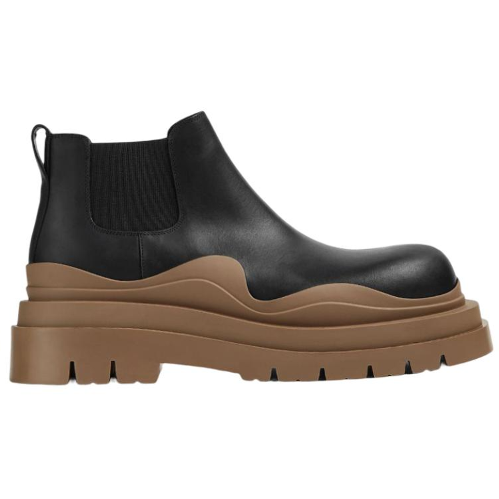 Bottega Veneta Tire Chelsea Short Chelsea Boots Men"s Black Brown