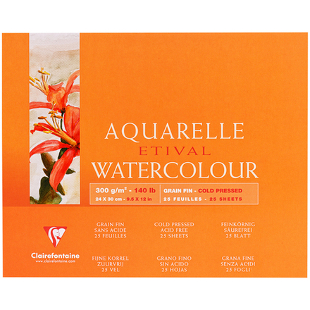 Альбом для акварели 24*30см Clairefontaine "Etival" 300г/м2 хол. пресс, склейка 25 л.
