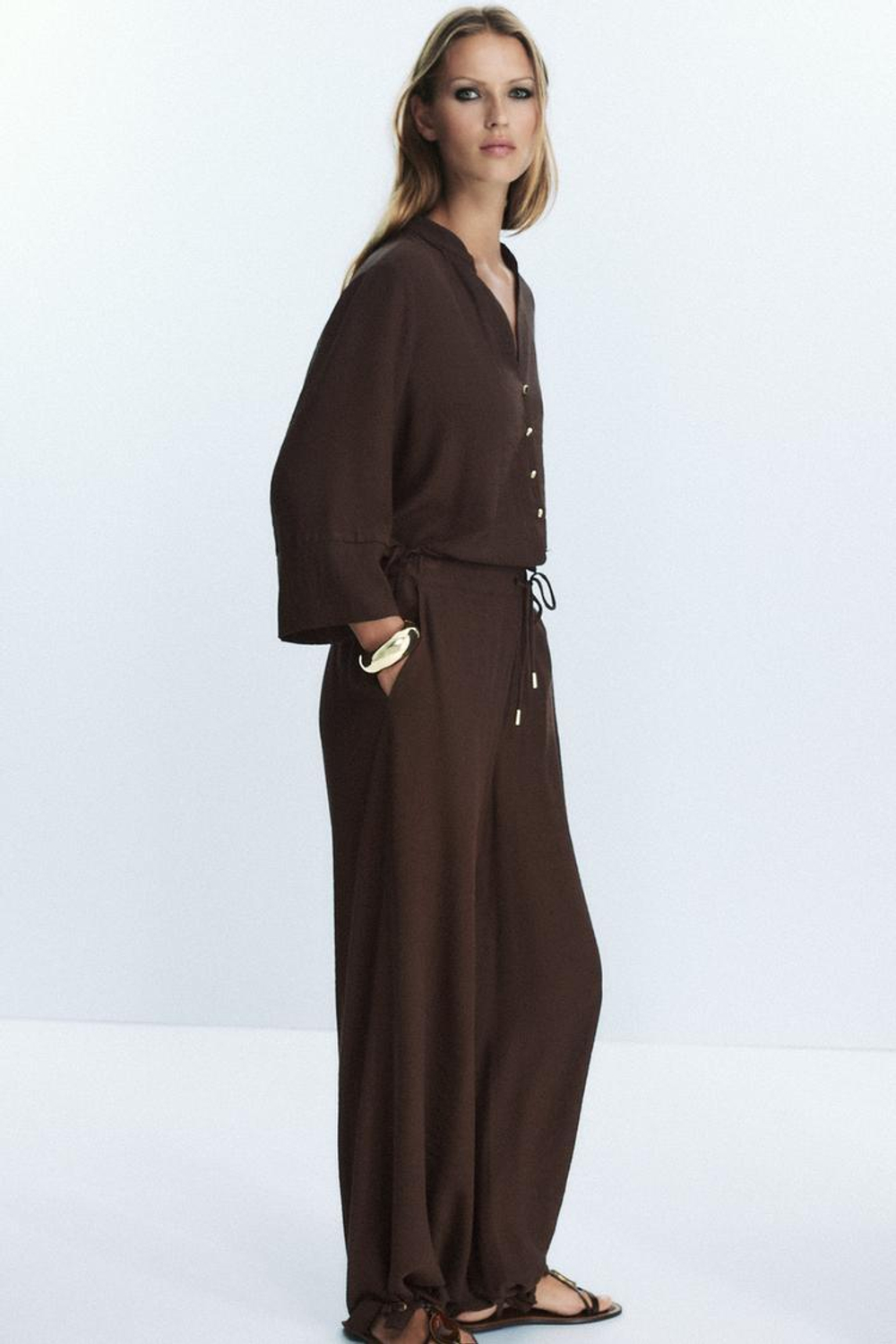 ZARA БЛУЗА BAMBULA, КОРИЧНЕВЫЙ