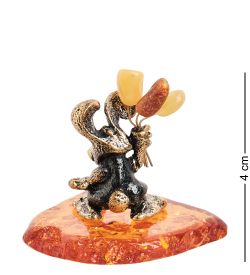 Народные промыслы AM- 982 Фигурка «Заяц с шариками» (латунь, янтарь)