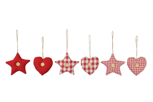 Декор подвесной "Сердце/Звезда" в ассортименте 11x11см + 10см подвес текстиль
