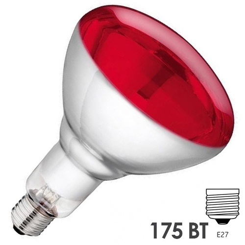 Лампа инфракрасная LightBest ERK R125 175W 220-240V E27 Red красное стекло 700109010