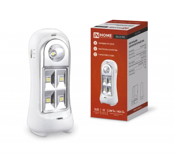 Светильник светодиодный аварийный СБА 2215DC 4+1LED 600mAh lithium battery DC IN HOME