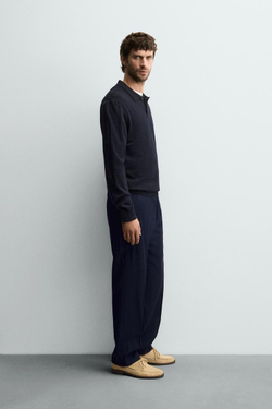 ZARA ПОЛО ИЗ ШЕРСТИ, МОРСКОЙ СИНИЙ