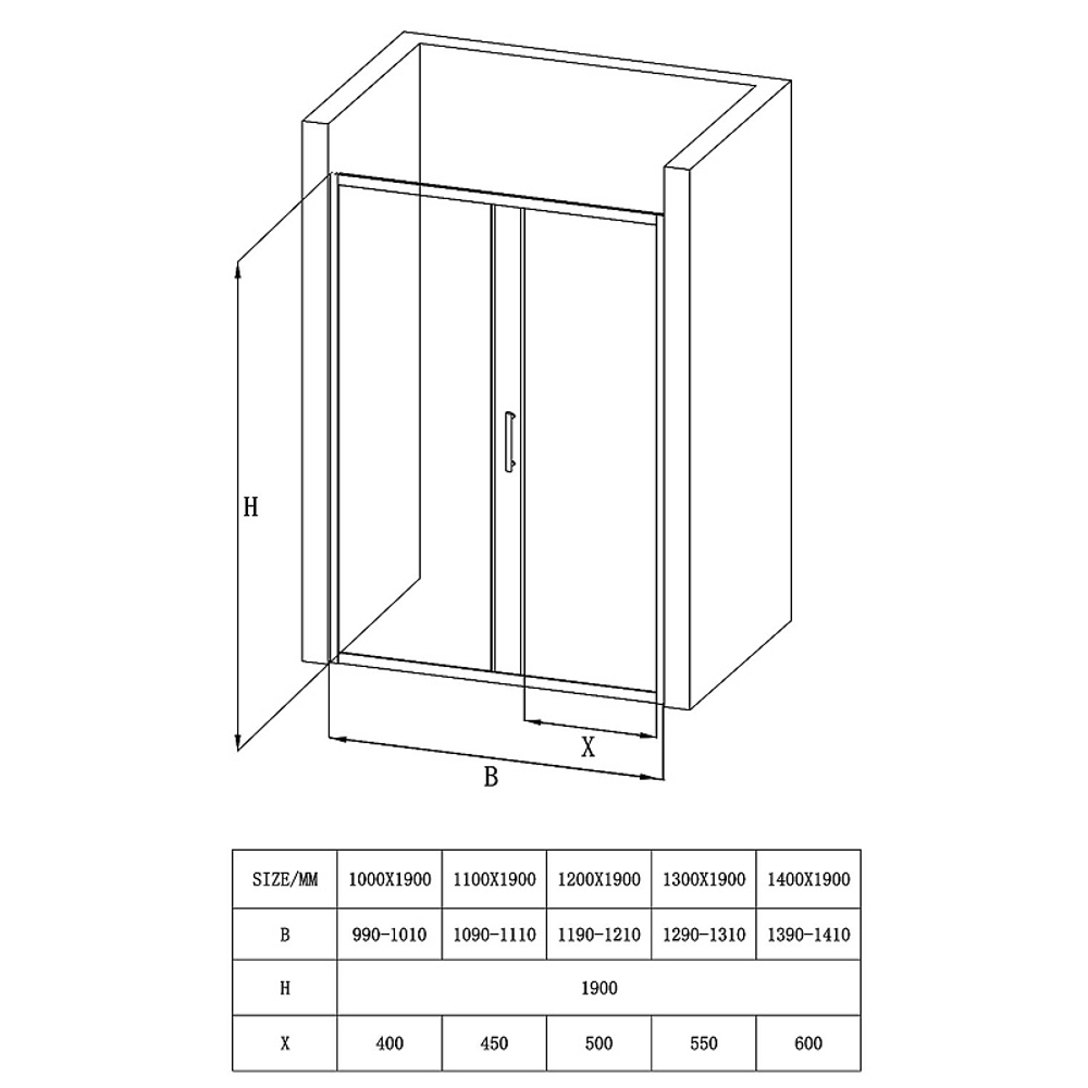 Душевая дверь Loranto раздвижная 130х190, толщина полотна 6мм универсальная, цвет профиля серый матовый
