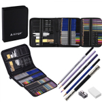 Набор художественный Alingar, 71 предм в пенале(цвет,ч/г,уголь.карандаши,ластик,наждач.блок,точилка, растирка,удлин для каран,канц.нож)