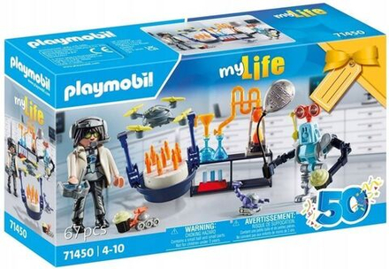 Конструктор Playmobil My Life - Ученый с роботами, научная вечеринка в лаборатории - Плеймобиль Моя жизнь 71450