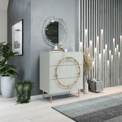 Комод Арт Колор leaves с 3-мя ящиками Стайл Сильвер Серый дым