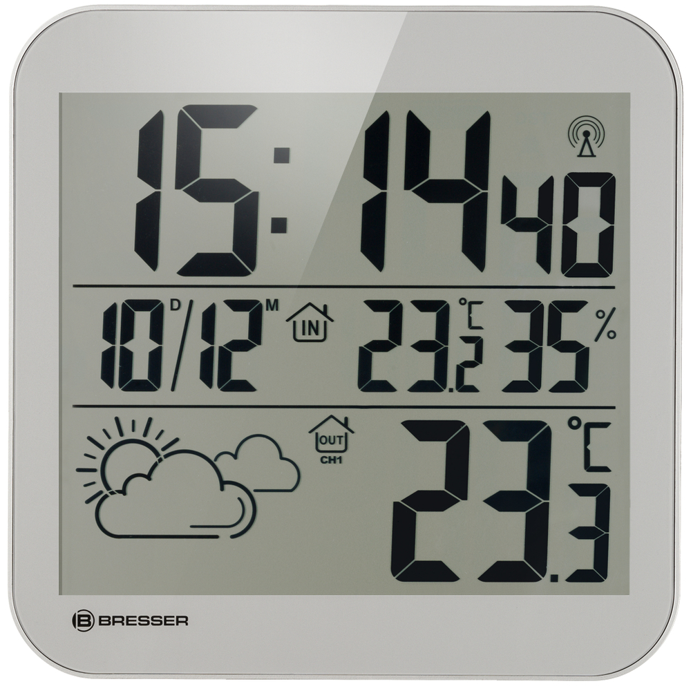 Часы настенные Bresser MyTime LCD, серебристые