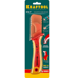 KRAFTOOL KN-7, 1000 В, изогнутый, диэлектрический нож электрика (45400)