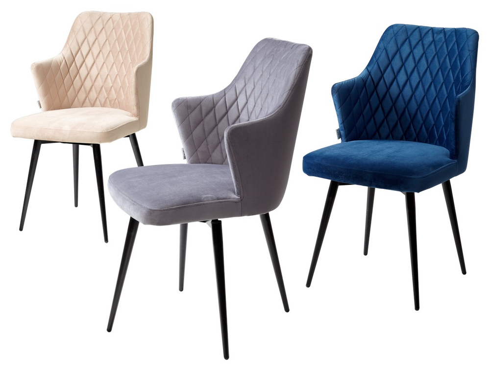 Стул М-City DISAUR Герман (Herman) поворотный на 360 градусов, Синий 29, Велюр, Черный каркас