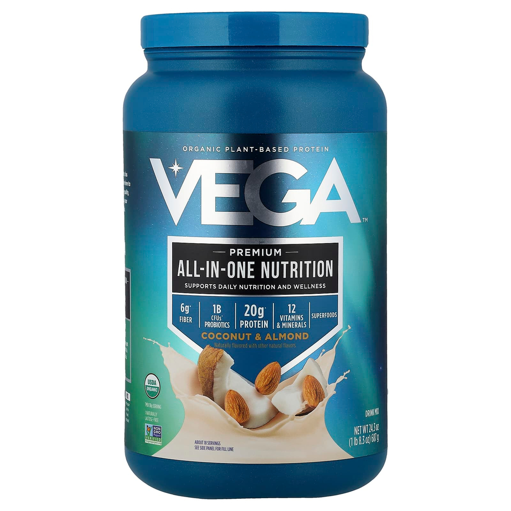 Vega, премиальный комплекс All-In-One Nutrition, кокос и миндаль, 687 г (1 фунт, 8,3 унции)